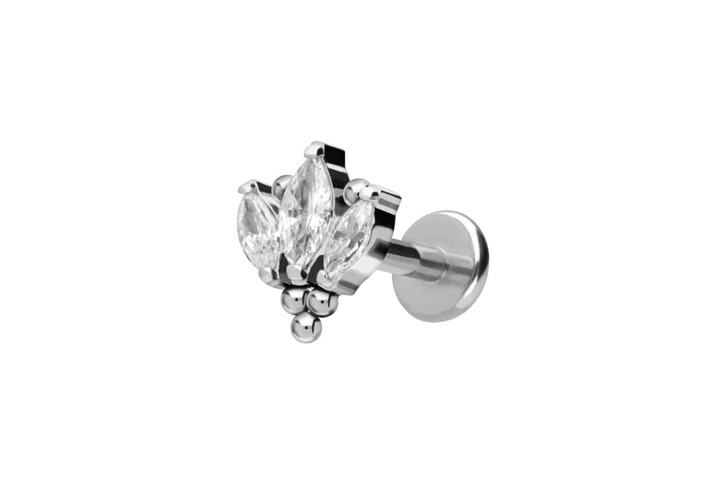 Titan Labret Piercing mit Push Fit LOTUSBLÜTE + KUGELN